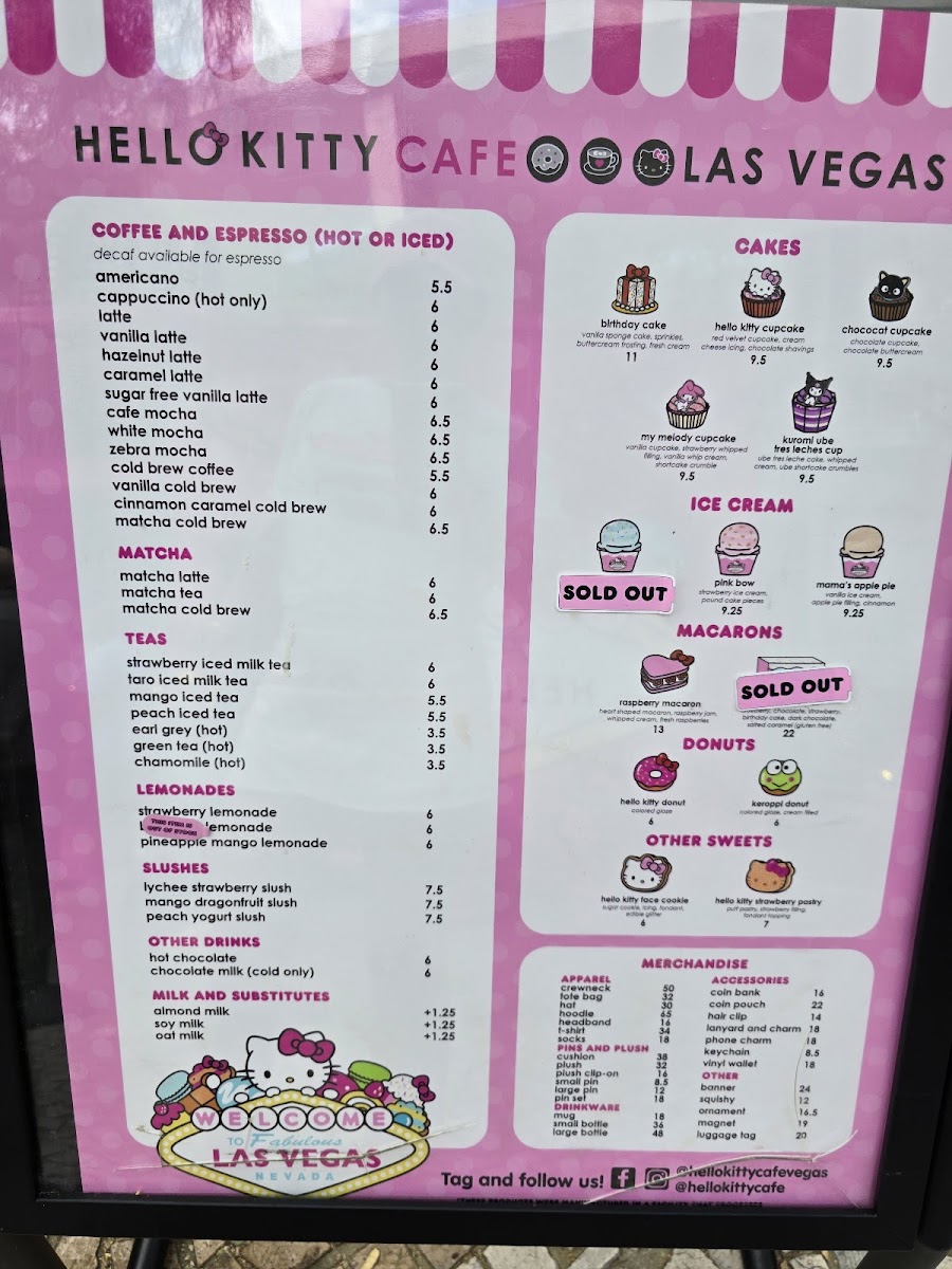 Hello Kitty Cafe at The Park MGM Las Vegas Menu - Image 1